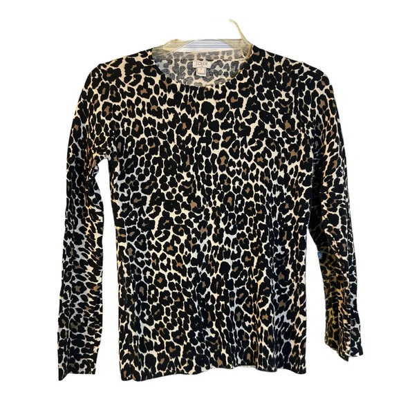 J.Crew Animal Print Teddie Cotton Sweater - Picture 1 of 3